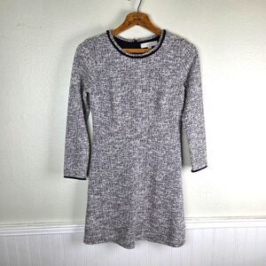 Women's LOFT Black and White  Tweed Long Sleeve Business Causal Dress Size 04